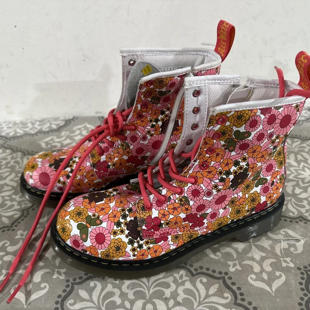 Dr. Martens Toddler Brooklee Pink Floral Boots- Toddler US Size 4m